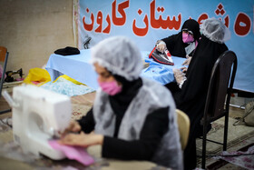 تولید ماسک توسط بانوان جهادی در کوت عبدالله