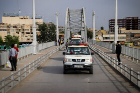 مانور خودرویی برای هشدار کرونا در اهواز