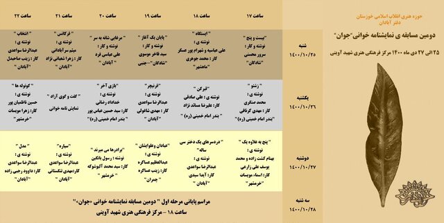 معرفی برگزیدگان متن‌های مسابقه نمایشنامه‌خوانی جوان در آبادان