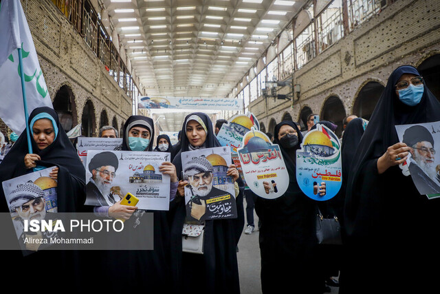 گرد و خاک هم مانع حضور پرشور مردم اهواز در راهپیمایی روز قدس نشد