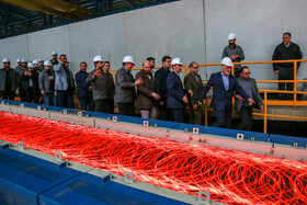 افتتاح خط تولید مفتول شرکت فولاد کاوه اروند با حضور رئیس بنیاد مستضعفان در خرمشهر