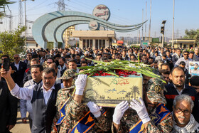 تشییع و خاکسپاری پیکر مطهر شهید گمنام در شرکت فولاد اکسین خوزستان