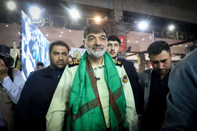 سردار احمد رضا رادان، فرمانده نیروی انتظامی در اجتماع مردم اهواز در حمایت از عفاف و حجاب