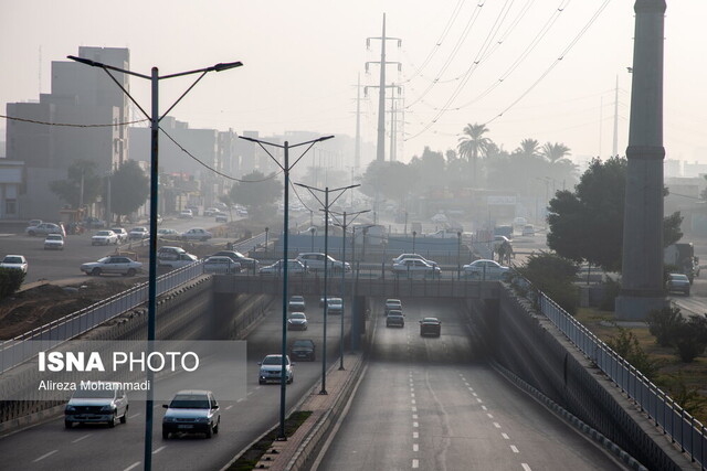 آلودگی هوای اهواز خوزستان ابری و آلوده میشود