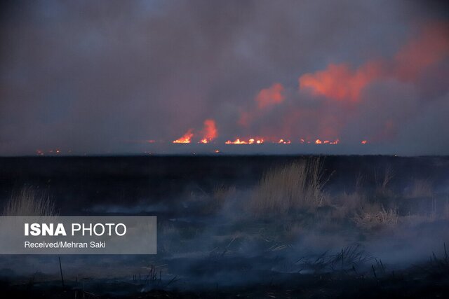 عکس از آرشیو لزوم مهار سریع آتشسوزی در تالاب میانگران ایذه