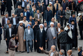 آیت‌الله محسن حیدری‌ نماینده مردم خوزستان در مجلس خبرگان رهبری در مراسم تشییع آیت الله شفیعی در اهواز