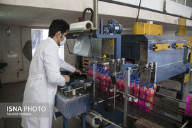 تولید مواد ضدعفونی‌کننده الکلی در کردستان + عکس