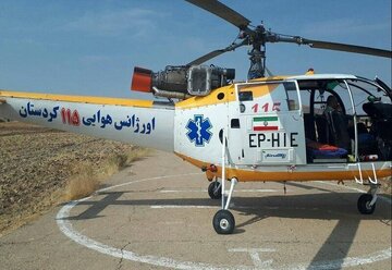 انتقال هوایی مصدوم ۷۵ ساله از ارتفاعات سروآباد به سنندج