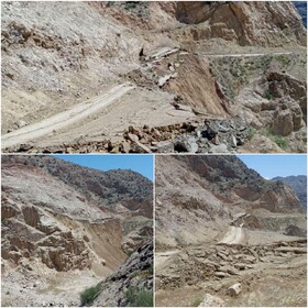 مسدود شدن یک راه روستایی در ساوه بر اثر رانش زمین