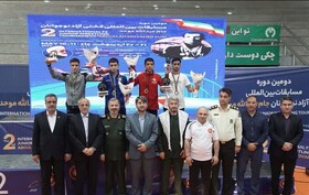 کشتی گیرایرانی و ارمنستانی طلایی های پنچ وزن دوم مسابقات بین المللی جام موحد شدند