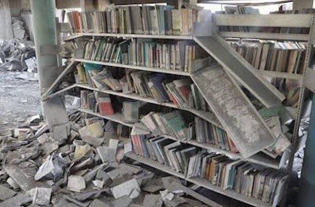 ۴ باب کتابخانه بر اثر موج انفجار در طول جنگ رمضان دچار خسارت جزئی شد
