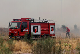 آتش‌سوزی در اراضی جنگلی بوئین‌زهرا استان قزوین