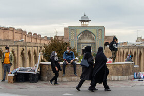 نمایی از مسجد النبی قزوین از سمت خیابان امام (ره) در آستانه عید نوروز