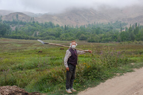 نمایی از روستای زرآباد در ابتدای یک روز کاری میرآب، محمد ابراهیمی 73 ساله میرآب روستای زراباد در منطقه الموت شرقی استان قزوین است.