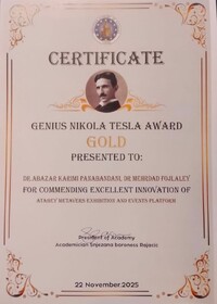 پژوهشگر قزوینی نشان طلای نیکولا تسلا ۲۰۲۵ را کسب کرد