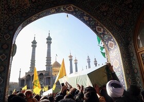 پیکر حجت‌الاسلام سید رحمت الله موسوی شهید مدافع حرم در قم تشییع شد
