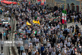 وداع با پیکر شهید محسن صداقت در راهپیمایی روز جهانی قدس در قم