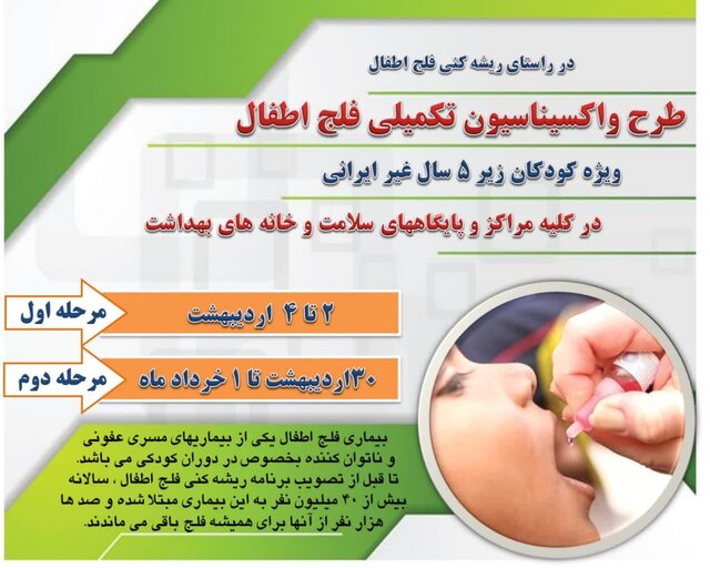 اجرای واکسیناسیون تکمیلی فلج اطفال در قم