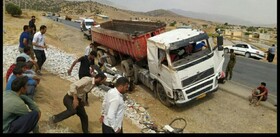 تصادف تریلی با پراید در محور لردگان به خوزستان