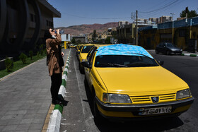 زنی در بعداز ظهر یک روز تابستانی آب می نوشد .