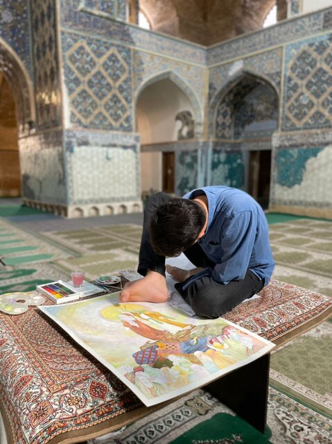 «پانگاری» هنرمند نگارگر تبریزی از واقعه غدیرخم