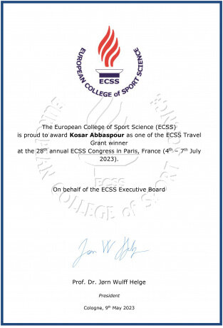 اعطای جایزه Travel Grant به دانشجوی دانشگاه تبریز از سوی ECSS