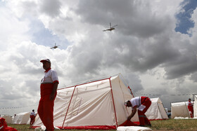مانور اسکان درمان و تشکیل اردوگاه ۱۰۰۰ نفری هلال احمر شمال کشور در شهرستان هریس