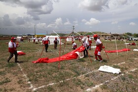 مانور اسکان درمان و تشکیل اردوگاه ۱۰۰۰ نفری هلال احمر شمال کشور در شهرستان هریس