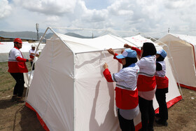 مانور اسکان درمان و تشکیل اردوگاه ۱۰۰۰ نفری هلال احمر شمال کشور در شهرستان هریس