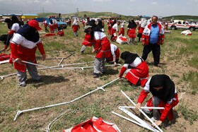 مانور اسکان درمان و تشکیل اردوگاه ۱۰۰۰ نفری هلال احمر شمال کشور در شهرستان هریس