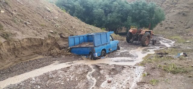 سیل در روستای شیرین بلاغ بستان آباد خسارت جانی نداشت