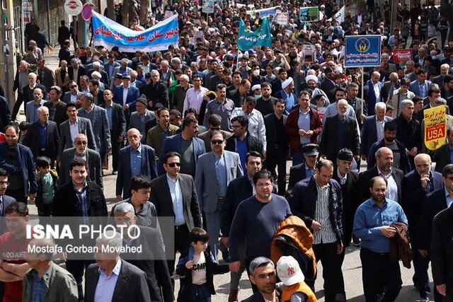 مؤمنان روزه دار اهر در راهپیمایی روز قدس حماسه خلق کردند