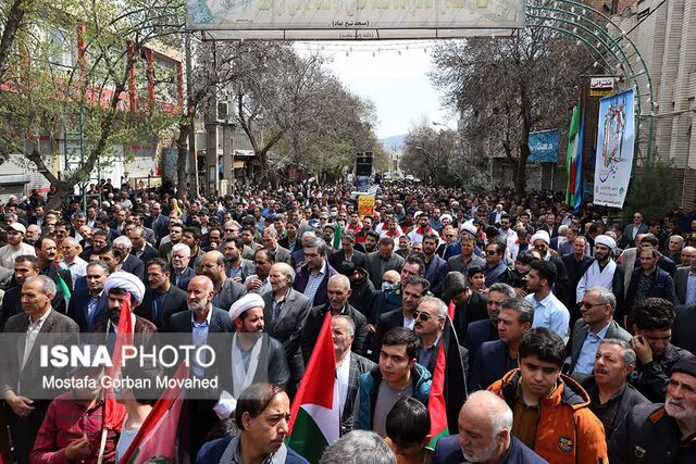 مؤمنان روزه دار اهر در راهپیمایی روز قدس حماسه خلق کردند