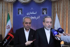 عباس عراقچی وزیر امور خارجه و بهرام سرمست، استاندار آذربایجان شرقی در نشست «دیپلماسی اقتصادی»آذربایجان‌شرقی