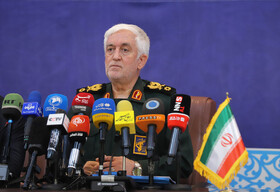  سردار ولی معدنی، فرمانده رزمایش و معاون عملیات نیروی زمینی سپاه در نشست خبری رزمایش مشترک ضد تروریستی سهند ۲۰۲۵