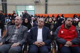 اسفندیار صادقی مدیرکل آموزش و پرورش استان آذربایجان شرقی در بیست و هفتمین مانور سراسری زلزله در هنرستان خدیجه کبری تبریز