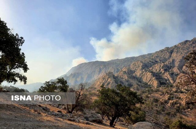 مهار آتش سوزی جنگل‌های "نارک" گچساران/آتش سوزی در چند نقطه از منطقه حفاظت شده "خامی"