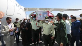 مراسم استقبال از پیکر شهید درگیری با اشرار دلگان در فرودگاه یاسوج+ عکس