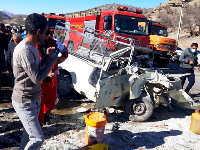 برخورد مرگبار پراید با وانت پیکان در محور یاسوج_ اصفهان