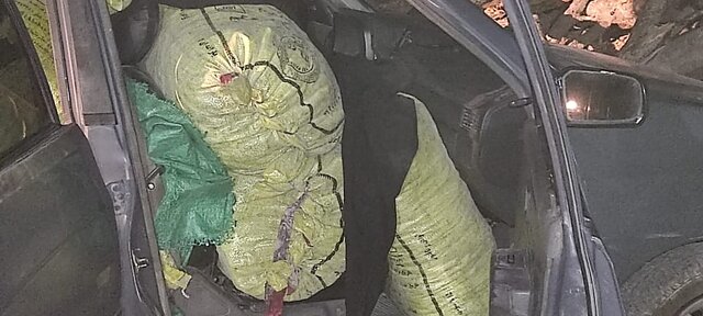 کشف ۲۵ گونی ذغال جنگلهای بلوط بویراحمد از سواری پراید