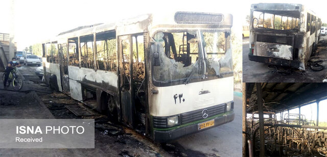 یک دستگاه اتوبوس ناوگان شهری یزد در آتش سوخت 