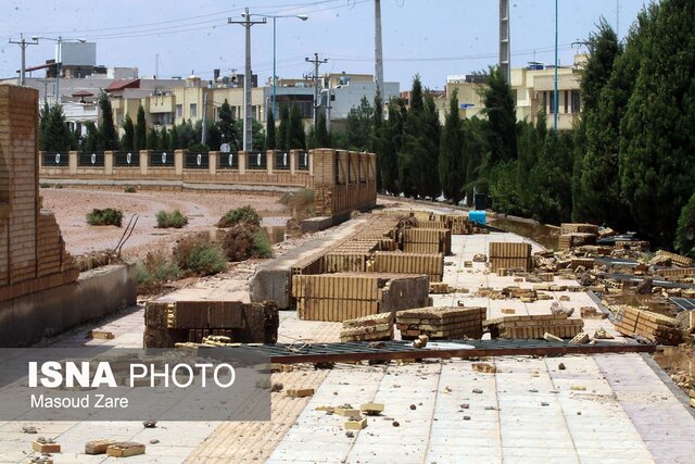 بر جای مانده از سیلاب در یزد