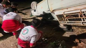 یک فوتی و یک مصدوم در واژگونی وانت در محور بافق به بهاباد