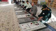 قبور مطهر شهدای دفاع‌مقدس و فتح خرمشهر در بهاباد گلباران شد