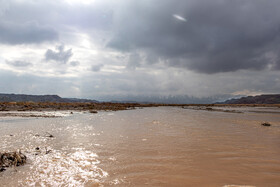 پر آبی رودخانه قزل اوزن طی بارش های اخیر در شمال غرب کشور