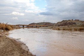 پر آبی رودخانه قزل اوزن طی بارش های اخیر در شمال غرب کشور